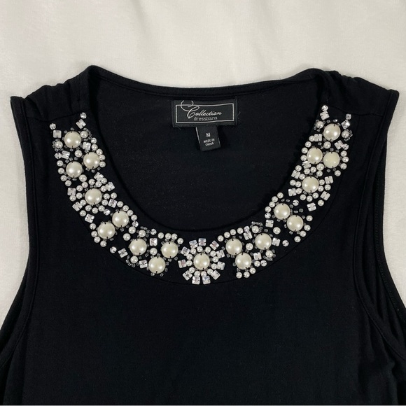 Dress Barn Collections Black Sleeveless Embellished Tank Top - Medium Very Soft - Picture 3 of 12